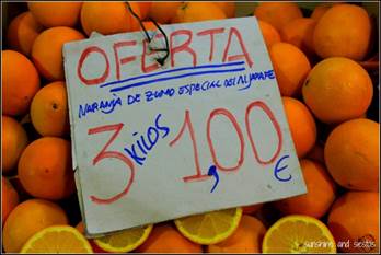 Winter fruits in Spain oranges and clementines